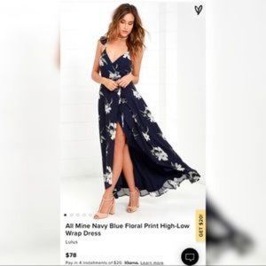 Lulus All Mine navy floral print  Wrap Dress